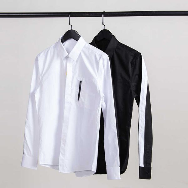 men's shirts autumn and winter 2020 new brand chest zipper pocket decorative fashion men's slim fit solid color shirt, White;black
men's shirts autumn and winter 2020 new brand chest zipper pocket decorative fashion men's slim fit solid color shirt, White;black