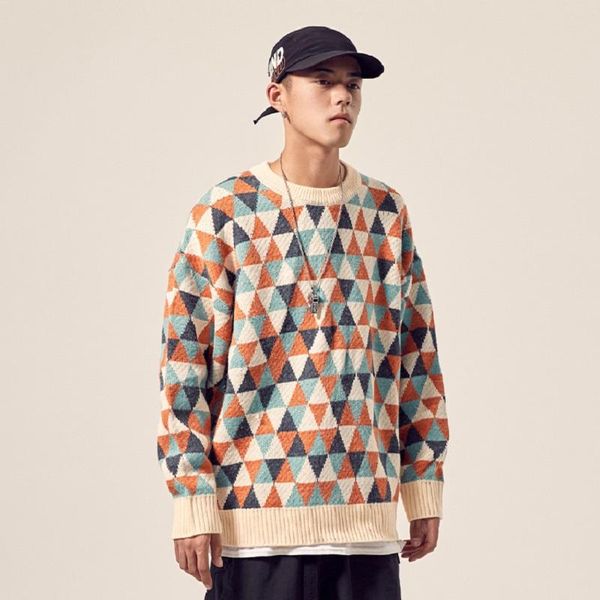 men's sweaters japanese diamond pattern round neck pullover spring and autumn lazy style tide brand sweater all-match bottoming shirt, White;black
men's sweaters japanese diamond pattern round neck pullover spring and autumn lazy style tide brand sweater all-match bottoming shirt, White;black