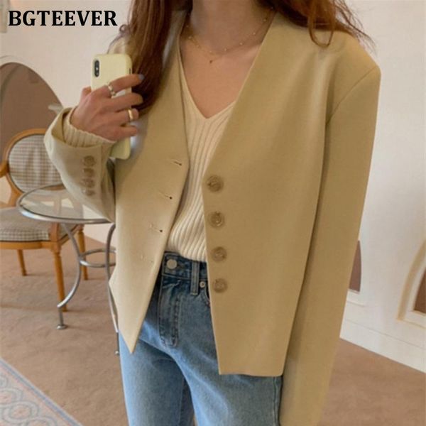 bgteever elegant slim women single-breasted short blazer 2021 spring new fashion v-neck long sleeve solid suit jacket femme, White;black
bgteever elegant slim women single-breasted short blazer 2021 spring new fashion v-neck long sleeve solid suit jacket femme, White;black