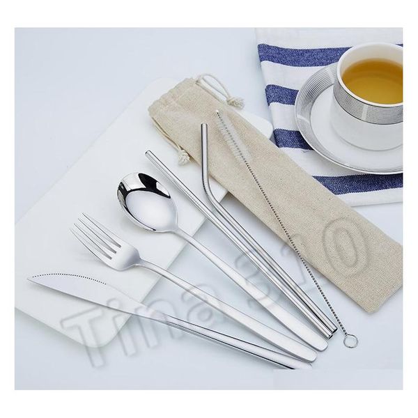 new pcs 1set stainless steel cutlery set knife fork spoon straw with cloth pack kitchen dinnerware tableware kit fl jllnwt lajiaoyard
new pcs 1set stainless steel cutlery set knife fork spoon straw with cloth pack kitchen dinnerware tableware kit fl jllnwt lajiaoyard