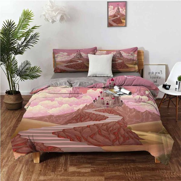 princess and castle cartoon like image on the hill with sunset image art printbedding 3-piece set
princess and castle cartoon like image on the hill with sunset image art printbedding 3-piece set