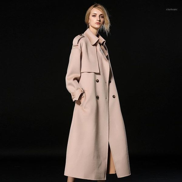 2019 women cashmere coat double breasted high street turn-down collar x-long female outwear wool coats with belt1, Black
2019 women cashmere coat double breasted high street turn-down collar x-long female outwear wool coats with belt1, Black