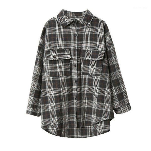 women's blouses & shirts women vintage plaid autumn winter thick ladies korean fashion woolen blusas mujer de moda 2021 blouse1, White
women's blouses & shirts women vintage plaid autumn winter thick ladies korean fashion woolen blusas mujer de moda 2021 blouse1, White