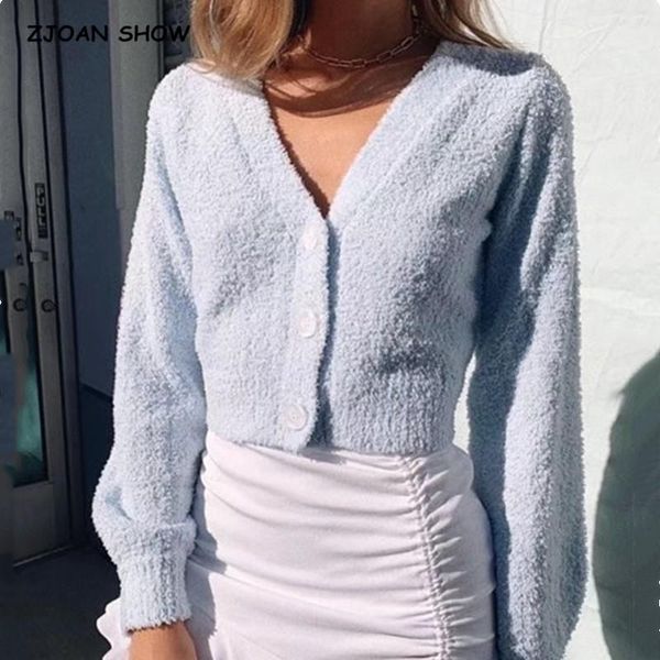 2021 autumn vintage coarse shaggy knitting cardigan elegant women v neck single-breasted button sweater long sleeve short jumper, White
2021 autumn vintage coarse shaggy knitting cardigan elegant women v neck single-breasted button sweater long sleeve short jumper, White