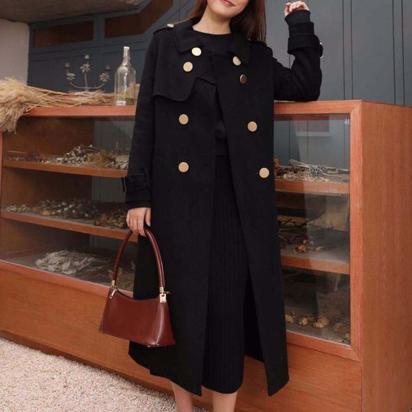 women 2021 autumn winter double faced cashmere wool coat female clothing fashion ladies jacket loose belt long overcoats s607, Black
women 2021 autumn winter double faced cashmere wool coat female clothing fashion ladies jacket loose belt long overcoats s607, Black