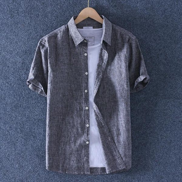 outdoor shirts summer thin fashion men's striped linen short sleeve shirt outdoors breathable casual small collar cotton clothing, Gray;blue
outdoor shirts summer thin fashion men's striped linen short sleeve shirt outdoors breathable casual small collar cotton clothing, Gray;blue