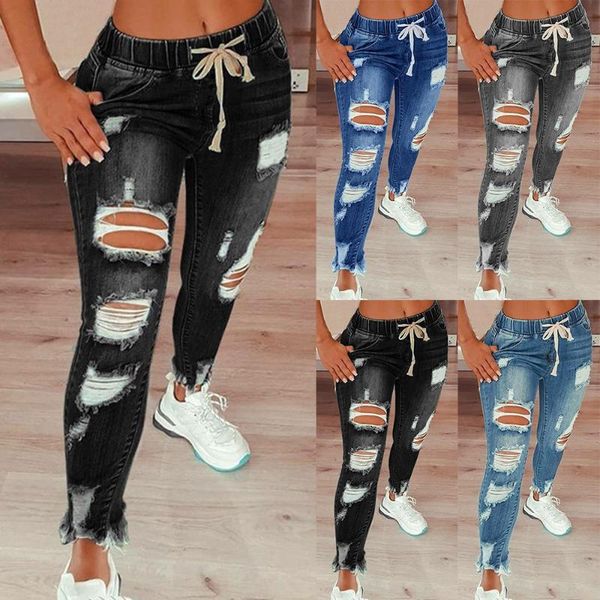 drawstring denim jeans for women ripped hole stretch jean ladies plus size full length pencil pants 2021, Blue
drawstring denim jeans for women ripped hole stretch jean ladies plus size full length pencil pants 2021, Blue
