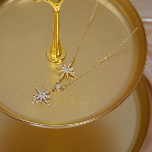 european american exquisite micro-inlaid zircon star design sense temperament net red ladies necklace short clavicle chain, Silver
european american exquisite micro-inlaid zircon star design sense temperament net red ladies necklace short clavicle chain, Silver