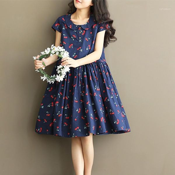casual dresses vintage cotton summer dress women clothing short sleeve print knee-length large size loose pleated women1, Black;gray
casual dresses vintage cotton summer dress women clothing short sleeve print knee-length large size loose pleated women1, Black;gray