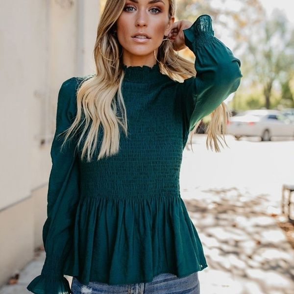 women vintage ruffled flare sleeve blouse long sleeve stand collar solid casual elegant shirt winter office lady women y200403, White
women vintage ruffled flare sleeve blouse long sleeve stand collar solid casual elegant shirt winter office lady women y200403, White