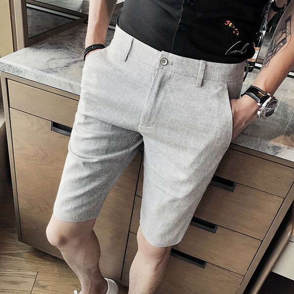 2020 linen shorts korean slim casual 5-point summer thin men's pants, White;black