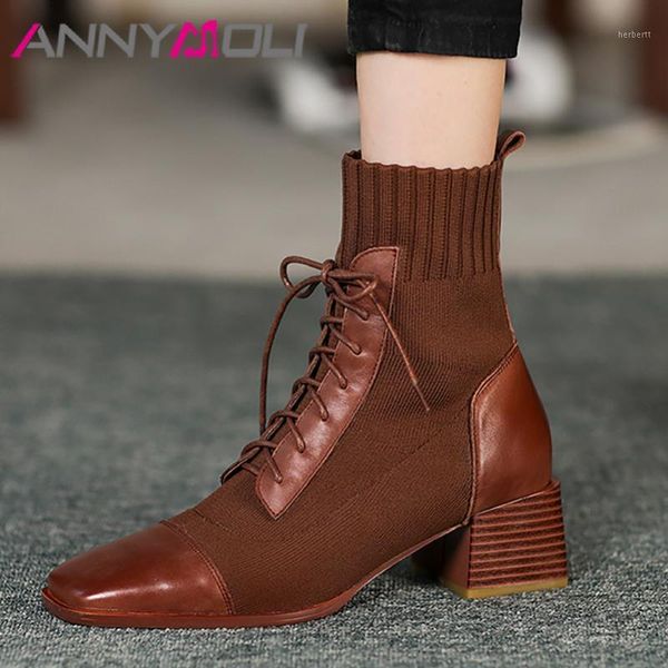 boots annymoli real leather high heel ankle women shoes square toe lace up thick heels stretch short ladies autumn winter1, Black
boots annymoli real leather high heel ankle women shoes square toe lace up thick heels stretch short ladies autumn winter1, Black