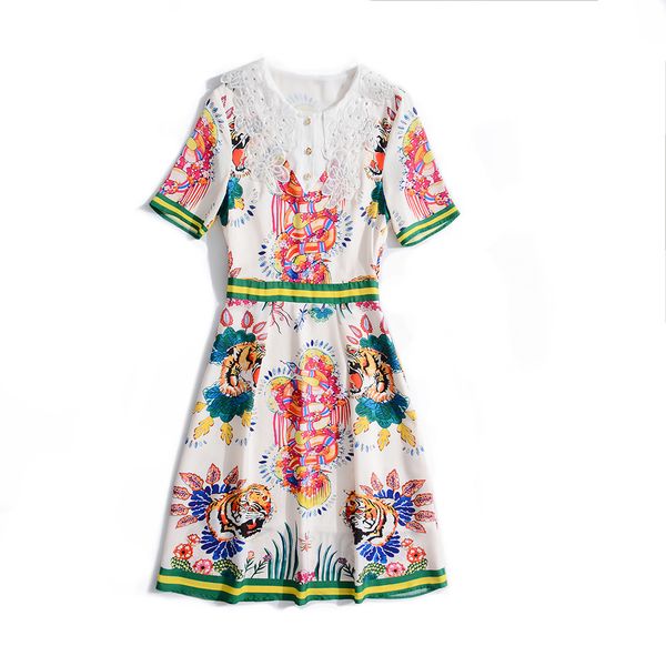 milan runway dresses 2019 summer o neck short sleeve print women's designer dress brand same style dress 032411, Black
milan runway dresses 2019 summer o neck short sleeve print women's designer dress brand same style dress 032411, Black