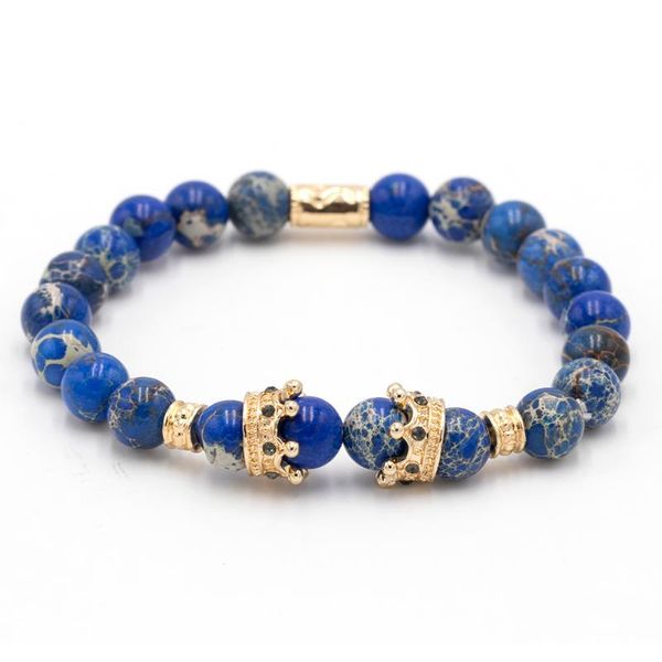 charm bracelets fashion 8mm natural stone bead bracelet for women gold color pave cz crown elastic men jewelry, Golden;silver
charm bracelets fashion 8mm natural stone bead bracelet for women gold color pave cz crown elastic men jewelry, Golden;silver
