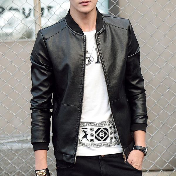 2020 autumn winter men's leather coat korean slim fit leather baseball collar fashion casual outwear for man pu jacket black1, Black
2020 autumn winter men's leather coat korean slim fit leather baseball collar fashion casual outwear for man pu jacket black1, Black