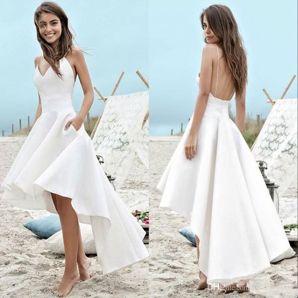 2021 simple summer beach wedding dresses a line boho bridal gowns high low backless spaghetti straps holiday gowns robe de mariee, White
2021 simple summer beach wedding dresses a line boho bridal gowns high low backless spaghetti straps holiday gowns robe de mariee, White
