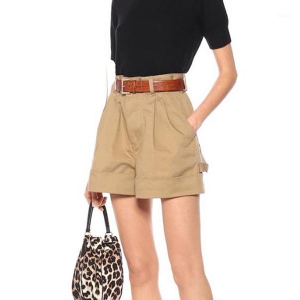 women's shorts deat 2021 spring and summer high waist kahki color wide legs buttons pocket s wl07104l1, White;black
women's shorts deat 2021 spring and summer high waist kahki color wide legs buttons pocket s wl07104l1, White;black