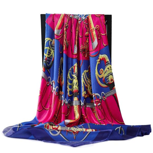 women silk scarf spring summer foulard luxury designer shawls 90*90cm bandana large muslim hijab satin square head scarves women, Blue;gray
women silk scarf spring summer foulard luxury designer shawls 90*90cm bandana large muslim hijab satin square head scarves women, Blue;gray