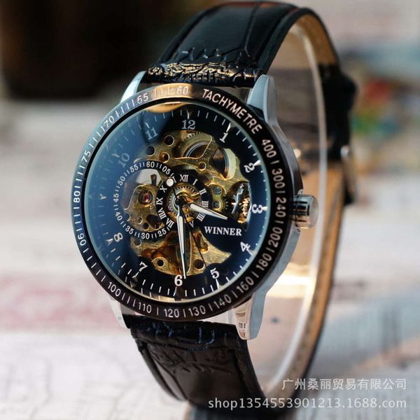 empty mechanical repeatedly automatic back through winner watch business watch belt men's watch gift table, Slivery;brown
empty mechanical repeatedly automatic back through winner watch business watch belt men's watch gift table, Slivery;brown