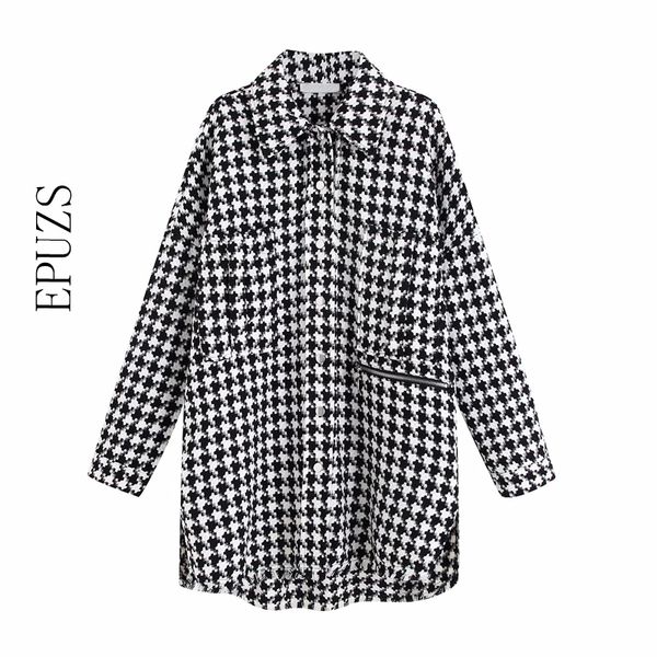 fashion oversized long tweed jacket women long sleeve warm white plaid coat autumn winter casual office womens jackets and coats 201028, Black;brown
fashion oversized long tweed jacket women long sleeve warm white plaid coat autumn winter casual office womens jackets and coats 201028, Black;brown