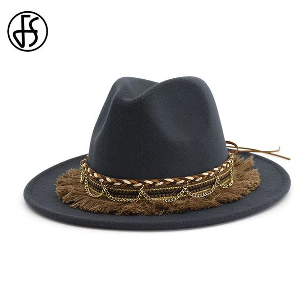 fs autumn winter womens felt hat fedoras tassel ribbon panama trilby cowboy cap british style vintage lady wide brim jazz cap, Blue;gray
fs autumn winter womens felt hat fedoras tassel ribbon panama trilby cowboy cap british style vintage lady wide brim jazz cap, Blue;gray