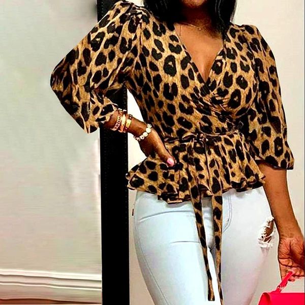 women half sleeve v neck peplum leopard elegant autumn blouses shirt classy chic workwear streetwear, White
women half sleeve v neck peplum leopard elegant autumn blouses shirt classy chic workwear streetwear, White