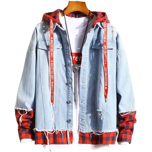 lovers men coat spring autumn fake two pieces denim jacket plaid short hoodies female male clothes kg-1458, Black;brown
lovers men coat spring autumn fake two pieces denim jacket plaid short hoodies female male clothes kg-1458, Black;brown