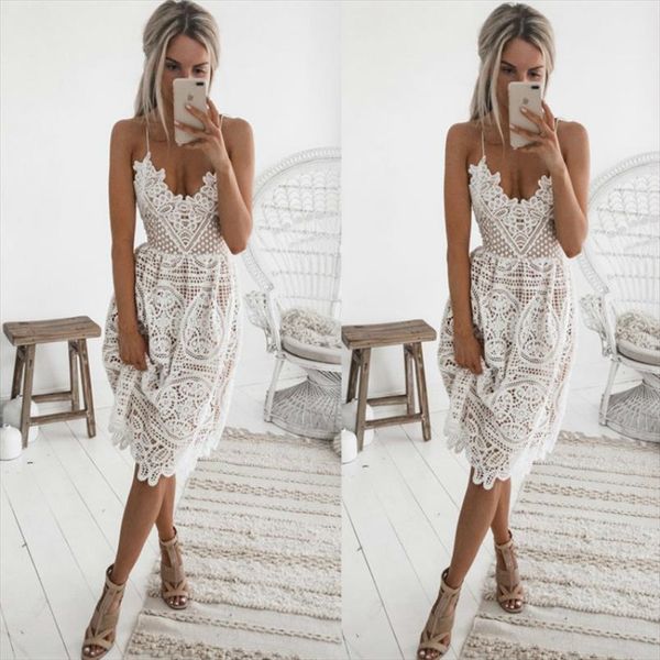 women lace dress hollow out v neck open back solid spaghetti strap knee length summer sleeveless dress vestidos, Black;gray
women lace dress hollow out v neck open back solid spaghetti strap knee length summer sleeveless dress vestidos, Black;gray