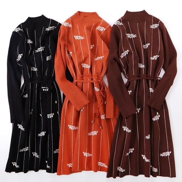 gigogou embroidery long sleeve women sweater dress winter thick warm a line dress mid-calf vintage drawstring printing dresses y200102, White;black
gigogou embroidery long sleeve women sweater dress winter thick warm a line dress mid-calf vintage drawstring printing dresses y200102, White;black