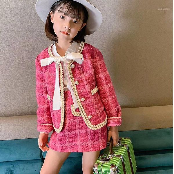 clothing sets 2021 autumn girls small fragrance pearl button plaid round neck cardigan jacket with skirt two-piece suit1, White
clothing sets 2021 autumn girls small fragrance pearl button plaid round neck cardigan jacket with skirt two-piece suit1, White