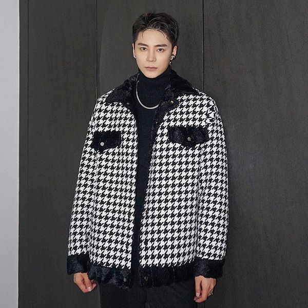 men's wool & blends men double side wear plaid splice faux fur casual thick jacket male women couple winter streetwear vintage coat out, Black
men's wool & blends men double side wear plaid splice faux fur casual thick jacket male women couple winter streetwear vintage coat out, Black