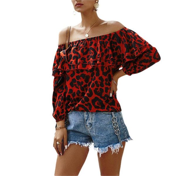 women's blouses & shirts off-shoulder , summer long sleeve leopard print ruffle blouse tee shirt, White
women's blouses & shirts off-shoulder , summer long sleeve leopard print ruffle blouse tee shirt, White