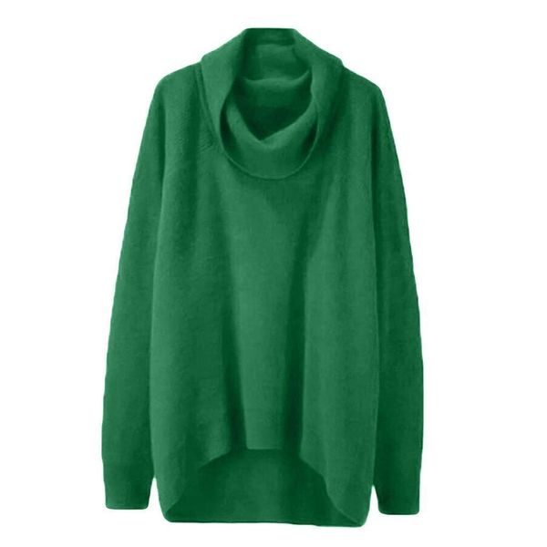 women sweater turtleneck sweater long sleeves knit jumper sweater female pulover high collar irregular loose green top, White;black
women sweater turtleneck sweater long sleeves knit jumper sweater female pulover high collar irregular loose green top, White;black