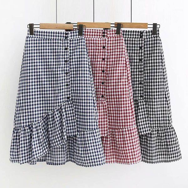 women vintage literary style elastic high waist thin ruffled irregular plaid print wild long paragraph skirt1, Black
women vintage literary style elastic high waist thin ruffled irregular plaid print wild long paragraph skirt1, Black