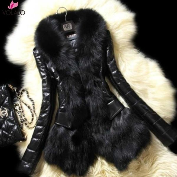 volalo new 2020 winter fur coat faux fur collar long leather women large size coat, Black
volalo new 2020 winter fur coat faux fur collar long leather women large size coat, Black
