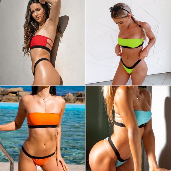 chanshuang new 2019 solid color split women's two piece swimsuit beach bikini, White;black
chanshuang new 2019 solid color split women's two piece swimsuit beach bikini, White;black