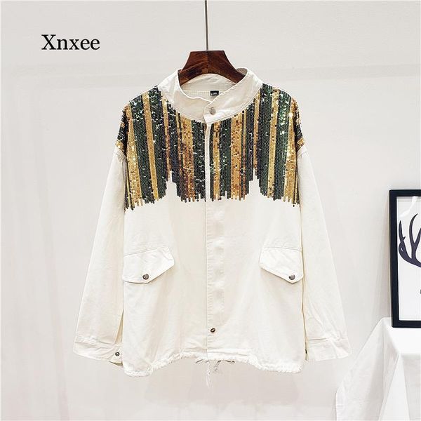 new jeans coat women's 2021 spring autumn cotton sequin embroidery dneim jacket loose-fit slimming bf jackets femme overcoat, Black;brown
new jeans coat women's 2021 spring autumn cotton sequin embroidery dneim jacket loose-fit slimming bf jackets femme overcoat, Black;brown