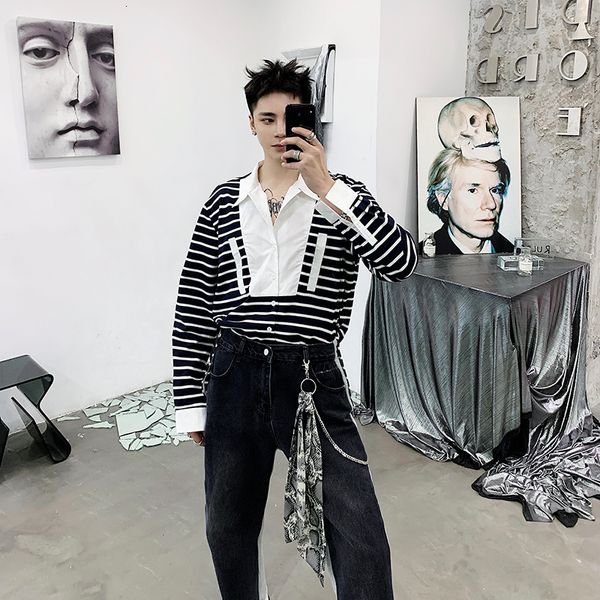 2021 new men before short after personality loose hong kong-style male striped shirt with long sleeve beautiful korean fashion shirt. xd9c, Black
2021 new men before short after personality loose hong kong-style male striped shirt with long sleeve beautiful korean fashion shirt. xd9c, Black