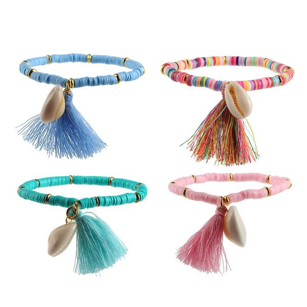 women gift vintage colorful soft pottery bracelets national style bohemian shell tassel bracelet, Golden;silver
women gift vintage colorful soft pottery bracelets national style bohemian shell tassel bracelet, Golden;silver