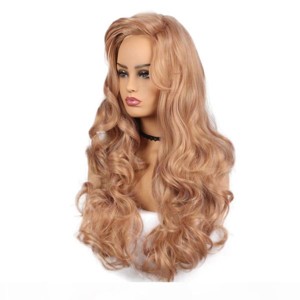 long blond wavy synthetic wig for women with big swap bangs 22 inch high temperature hair ing, Black
long blond wavy synthetic wig for women with big swap bangs 22 inch high temperature hair ing, Black