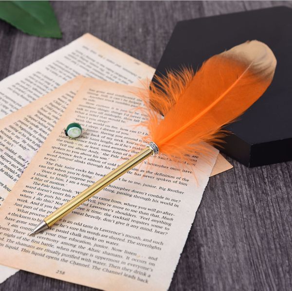 2021 Vip Style Feather Pen Retro Style Quills Wedding Signature Birthday Party Gift Office School Pen Ballpen