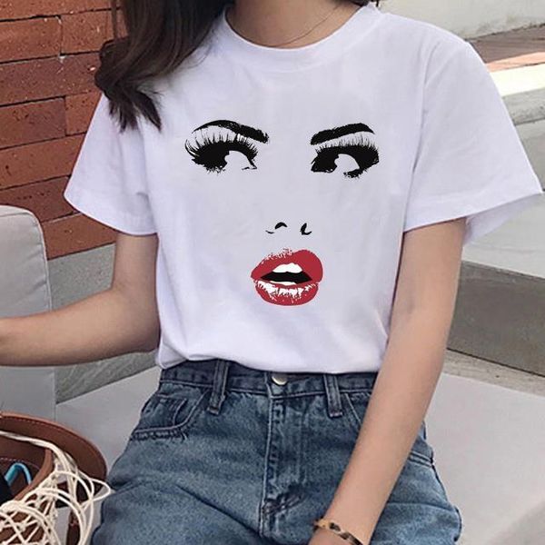 summer new style fashion harajuku style women tee shirts face eyebrows lip printing cotton ladies t-shirt, White
summer new style fashion harajuku style women tee shirts face eyebrows lip printing cotton ladies t-shirt, White