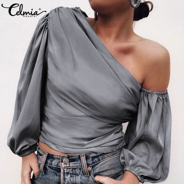 celmia fashion satin blouse women off shoulder shirts summer asymmetrical casual solid elegant pleated blusas 5xl y200622, White
celmia fashion satin blouse women off shoulder shirts summer asymmetrical casual solid elegant pleated blusas 5xl y200622, White