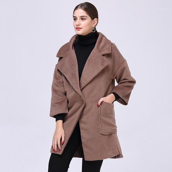 2021 winter new fashion high-end women's thick solid color suit collar nine-point sleeve long loose warm women's woolen coat1, Black
2021 winter new fashion high-end women's thick solid color suit collar nine-point sleeve long loose warm women's woolen coat1, Black