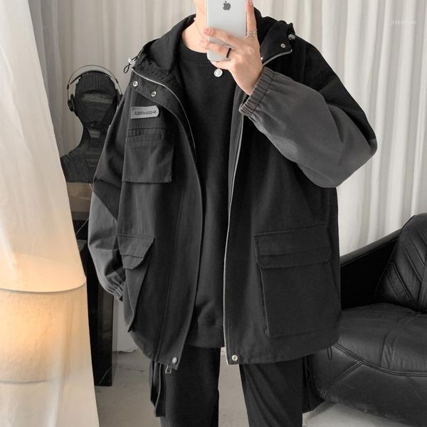 2020 new jacket youth popularity mixed colors coat phrases hooded multi-pockets japanese style windbreaker jackets men1, Black;brown
2020 new jacket youth popularity mixed colors coat phrases hooded multi-pockets japanese style windbreaker jackets men1, Black;brown