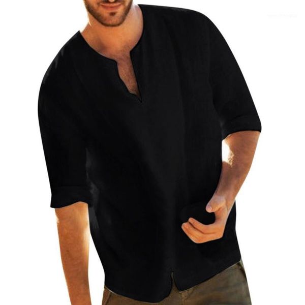 men's casual shirts men's cotton linen solid three quarter men shirt v neck pullover mens clothing summer spring1, White;black
men's casual shirts men's cotton linen solid three quarter men shirt v neck pullover mens clothing summer spring1, White;black