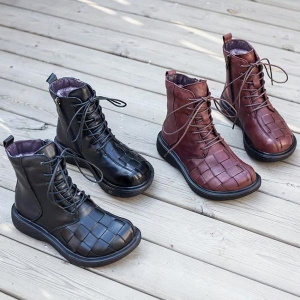 boots thick round toe wedge cotton leather female 2021 big head shoes authentic weave, Black
boots thick round toe wedge cotton leather female 2021 big head shoes authentic weave, Black