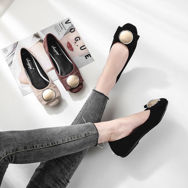 2021 new version of the square style low cut head metal buckle women's suede shoes bx95, Black
2021 new version of the square style low cut head metal buckle women's suede shoes bx95, Black