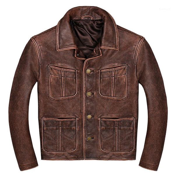 2020 vintage brown men autumn casual leather jacket single breasted plus size 4xl genuine cowhide russian slim fit leather coat1, Black
2020 vintage brown men autumn casual leather jacket single breasted plus size 4xl genuine cowhide russian slim fit leather coat1, Black