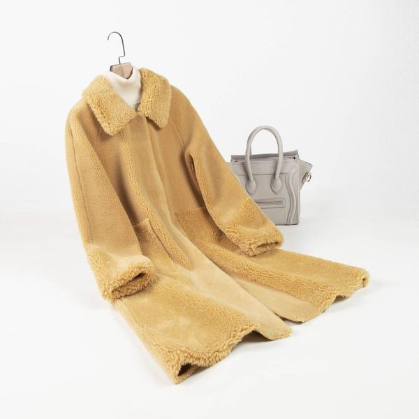 women's wool & blends 2021 sheepskin long fur coat autumn and winter thick warm particles cashmere jacket, Black
women's wool & blends 2021 sheepskin long fur coat autumn and winter thick warm particles cashmere jacket, Black